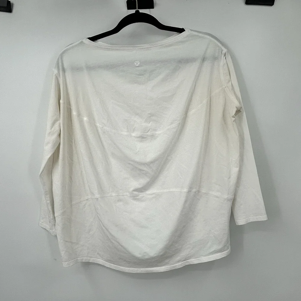 Lululemon Back In Action Organic Cotton Long Sleeve Shirt White Size 8